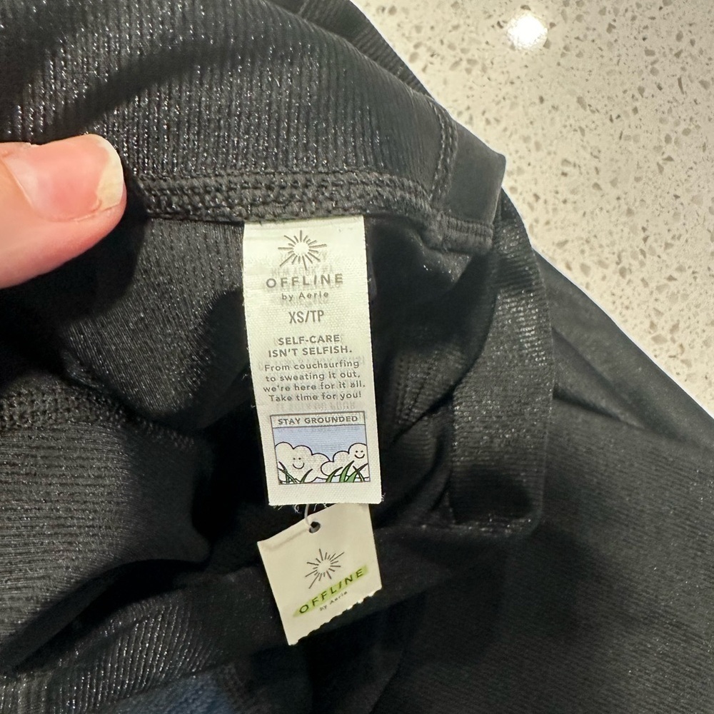 AERIE Ribbed Shine High Waisted Legging NWT Black Size XS - Picture 6 of 8